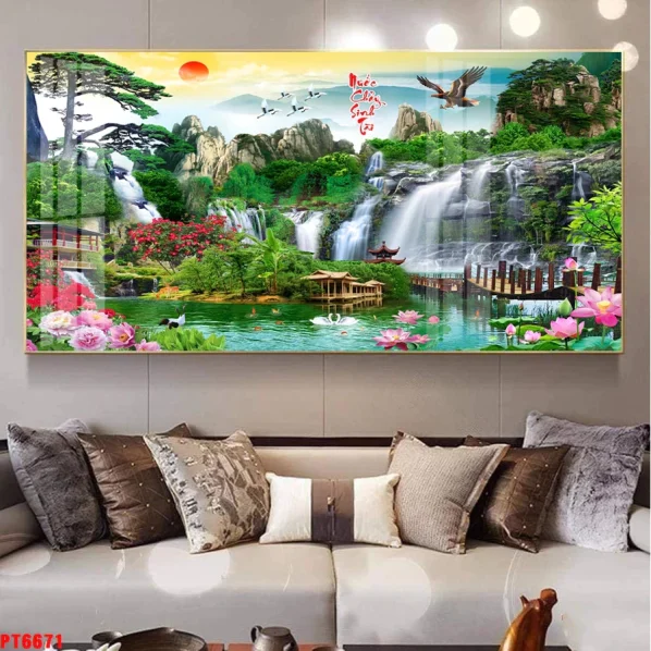 Tranh tráng gương treo tường Sơn Thủy Hữu Tình - ST03