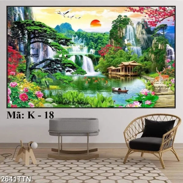 Tranh tráng gương treo tường Sơn Thủy Hữu Tình - ST08