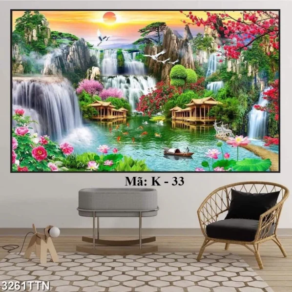 Tranh tráng gương treo tường Sơn Thủy Hữu Tình - ST09