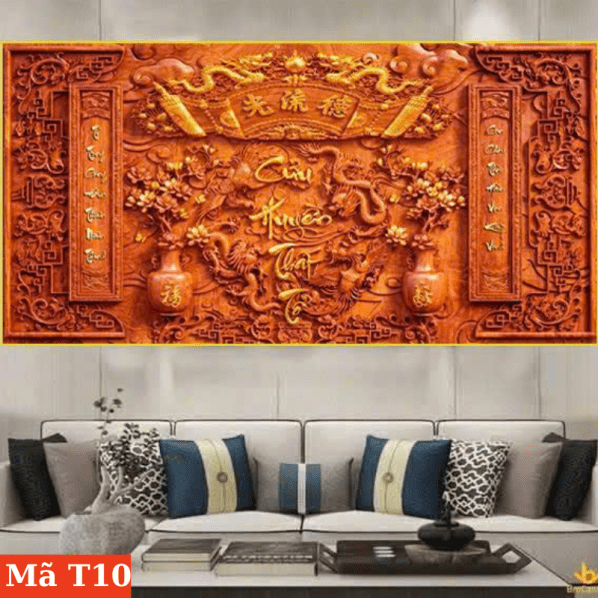 Tranh tráng gương treo bàn thờ cửu huyền thất tổ T10