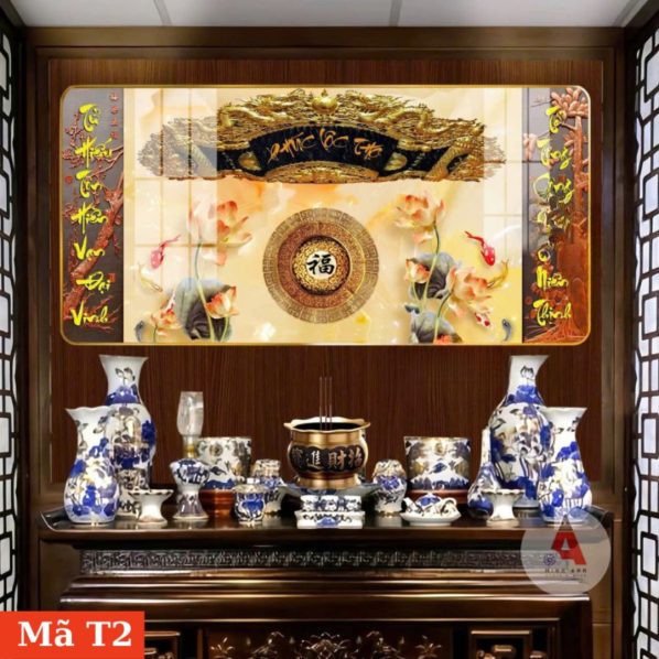 Tranh tráng gương treo bàn thờ cửu huyền thất tổ T2