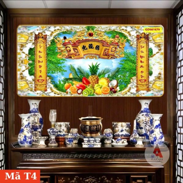 Tranh tráng gương treo bàn thờ cửu huyền thất tổ T4