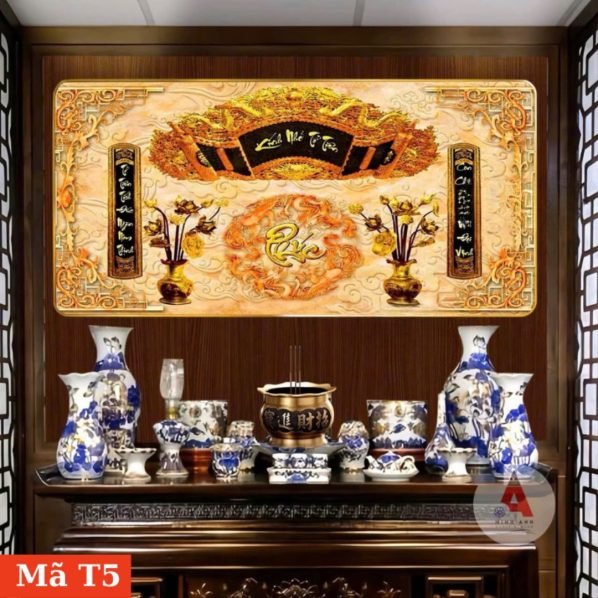 Tranh tráng gương treo bàn thờ cửu huyền thất tổ T5