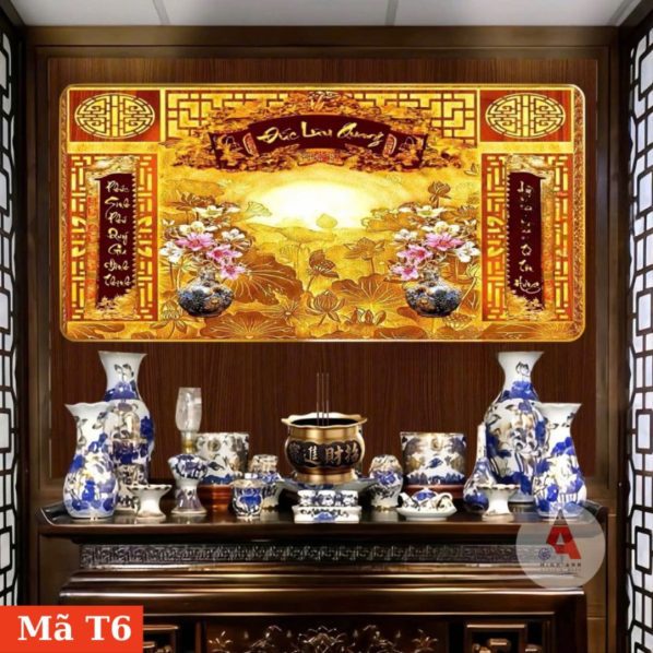 Tranh tráng gương treo bàn thờ cửu huyền thất tổ T6