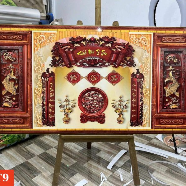Tranh tráng gương treo bàn thờ cửu huyền thất tổ T9