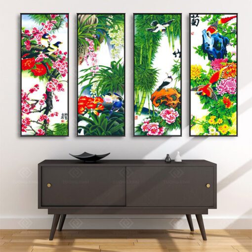 Tranh Treo Tường Phòng Khách, Phòng Thờ – Tranh Tứ Quý TQ10