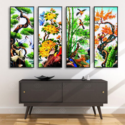 Tranh Treo Tường Phòng Khách, Phòng Thờ – Tranh Tứ Quý TQ11