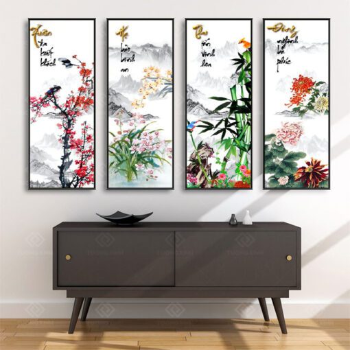 Tranh Treo Tường Phòng Khách, Phòng Thờ – Tranh Tứ Quý TQ12