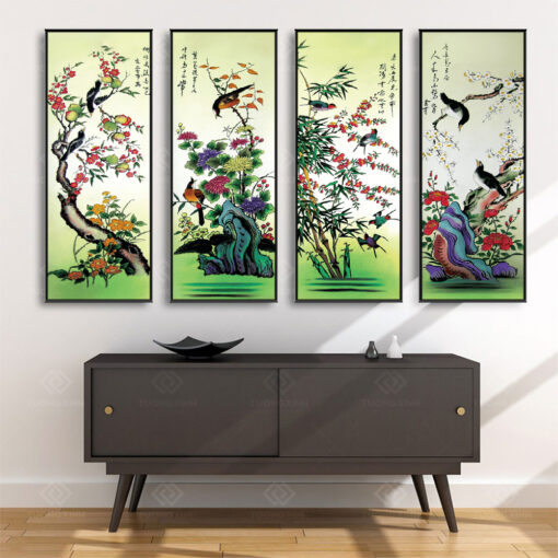 Tranh Treo Tường Phòng Khách, Phòng Thờ – Tranh Tứ Quý TQ14