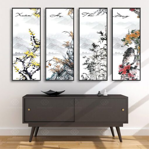Tranh Treo Tường Phòng Khách, Phòng Thờ – Tranh Tứ Quý TQ15