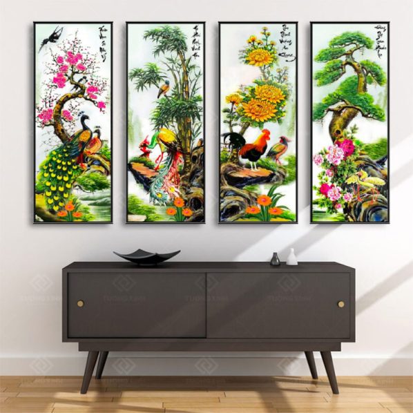 Tranh Treo Tường Phòng Khách, Phòng Thờ – Tranh Tứ Quý TQ17