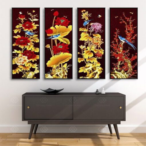 Tranh Treo Tường Phòng Khách, Phòng Thờ – Tranh Tứ Quý TQ19