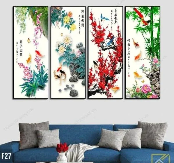 Tranh Treo Tường Phòng Khách, Phòng Thờ – Tranh Tứ Quý TQ2