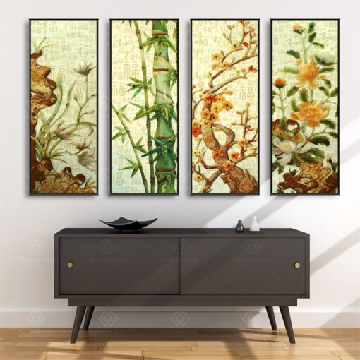 Tranh Treo Tường Phòng Khách, Phòng Thờ – Tranh Tứ Quý TQ20