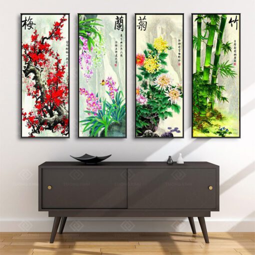 Tranh Treo Tường Phòng Khách, Phòng Thờ – Tranh Tứ Quý TQ21