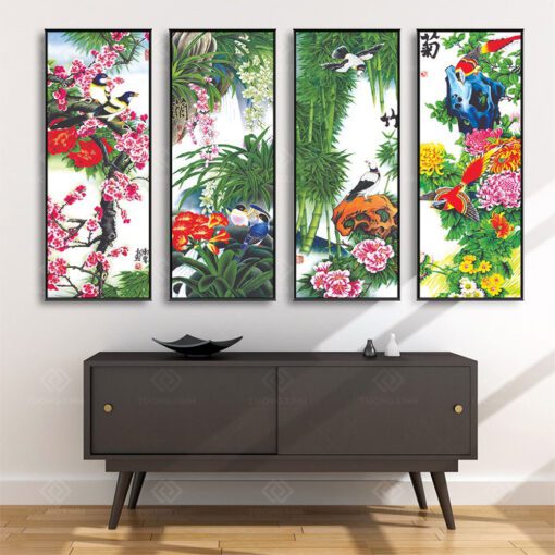 Tranh Treo Tường Phòng Khách, Phòng Thờ – Tranh Tứ Quý TQ22