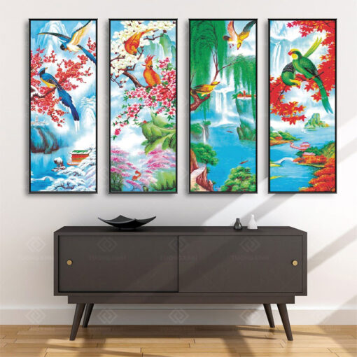 Tranh Treo Tường Phòng Khách, Phòng Thờ – Tranh Tứ Quý TQ23