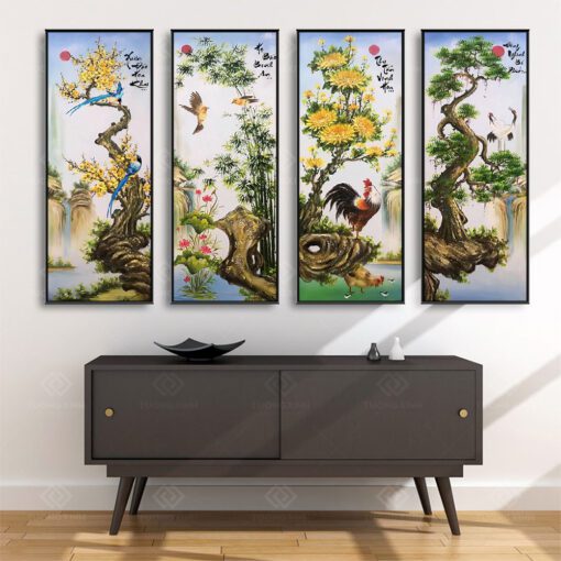 Tranh Treo Tường Phòng Khách, Phòng Thờ – Tranh Tứ Quý TQ25