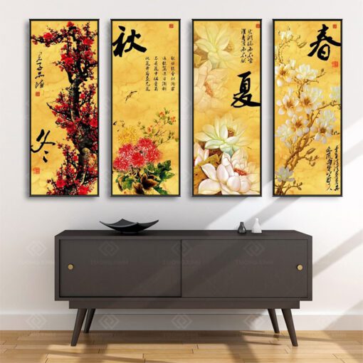 Tranh Treo Tường Phòng Khách, Phòng Thờ – Tranh Tứ Quý TQ26