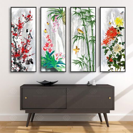 Tranh Treo Tường Phòng Khách, Phòng Thờ – Tranh Tứ Quý TQ27