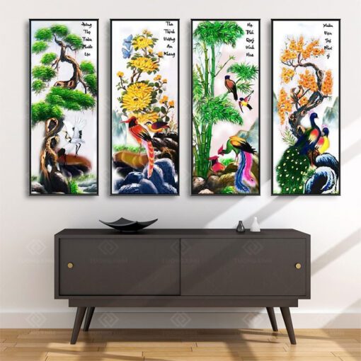 Tranh Treo Tường Phòng Khách, Phòng Thờ – Tranh Tứ Quý TQ29