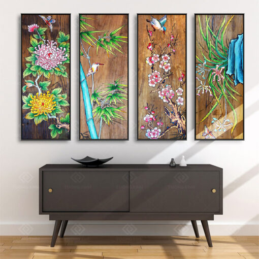 Tranh Treo Tường Phòng Khách, Phòng Thờ – Tranh Tứ Quý TQ31