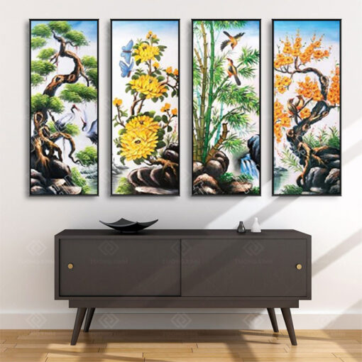 Tranh Treo Tường Phòng Khách, Phòng Thờ – Tranh Tứ Quý TQ32