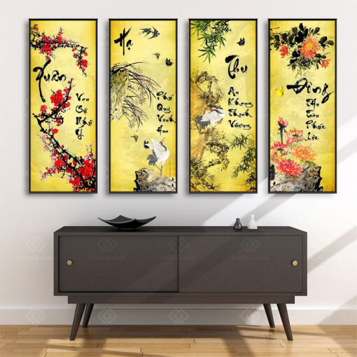 Tranh Treo Tường Phòng Khách, Phòng Thờ – Tranh Tứ Quý TQ33