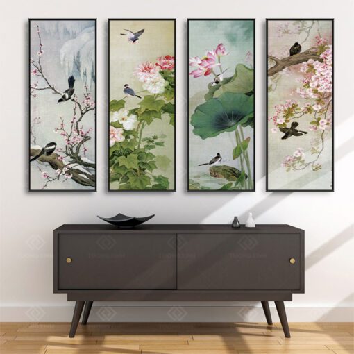 Tranh Treo Tường Phòng Khách, Phòng Thờ – Tranh Tứ Quý TQ37