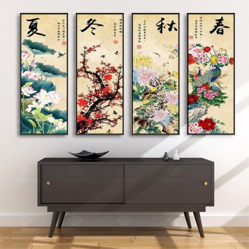 Tranh Treo Tường Phòng Khách, Phòng Thờ – Tranh Tứ Quý TQ38