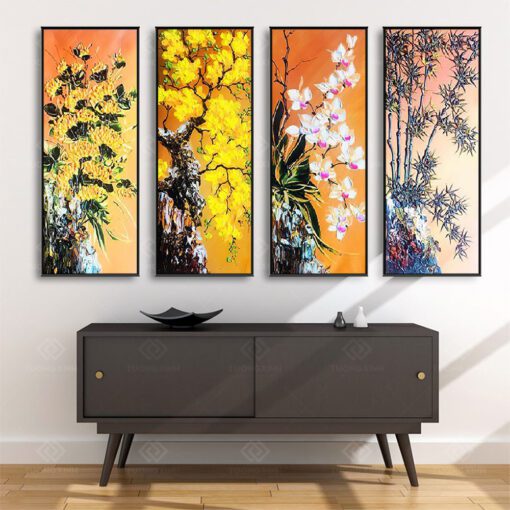 Tranh Treo Tường Phòng Khách, Phòng Thờ – Tranh Tứ Quý TQ39