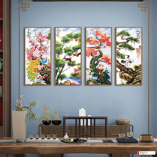 Tranh Treo Tường Phòng Khách, Phòng Thờ – Tranh Tứ Quý TQ4