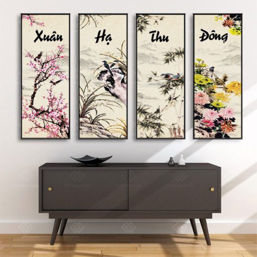 Tranh Treo Tường Phòng Khách, Phòng Thờ – Tranh Tứ Quý TQ40