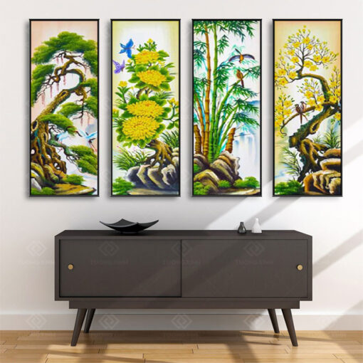 Tranh Treo Tường Phòng Khách, Phòng Thờ – Tranh Tứ Quý TQ41