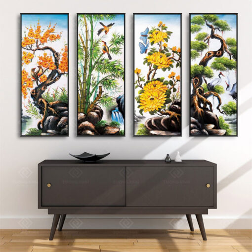 Tranh Treo Tường Phòng Khách, Phòng Thờ – Tranh Tứ Quý TQ42