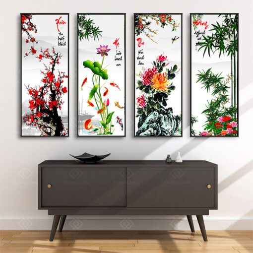 Tranh Treo Tường Phòng Khách, Phòng Thờ – Tranh Tứ Quý TQ43