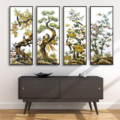 Tranh Treo Tường Phòng Khách, Phòng Thờ – Tranh Tứ Quý TQ44