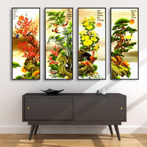 Tranh Treo Tường Phòng Khách, Phòng Thờ – Tranh Tứ Quý TQ45
