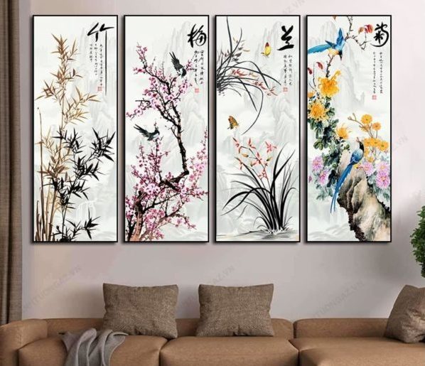 Tranh Treo Tường Phòng Khách, Phòng Thờ – Tranh Tứ Quý TQ5